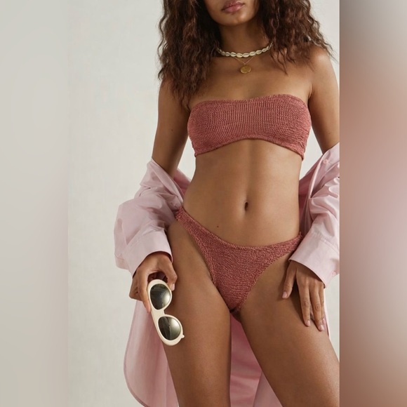 Hunza G Other - Hunza G Crinkle Bikini in Metallic Rosewood